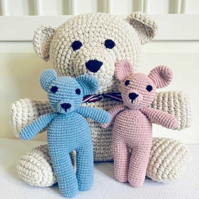 Luna-Leena beer Sam knuffel babyroze - biologisch katoen - handgehaakt in Nepal - Smart Simple-