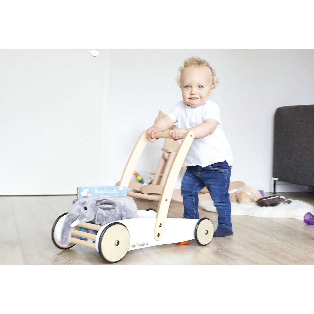 Leren loopwagen 'Uli', wit - Smart Simple