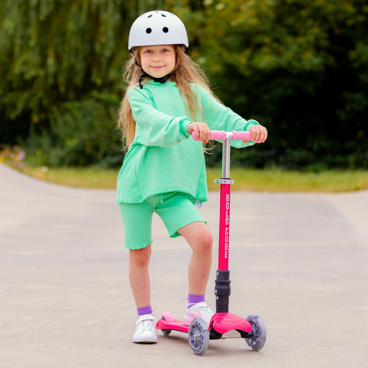 BOLDCUBE Kinderstep met 3 wielen - Zeemeermin Roze - voor meisjes van 2 - 8 jaar