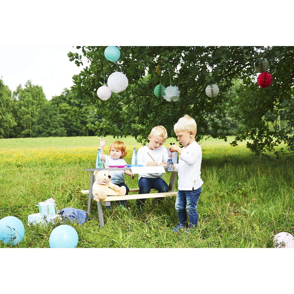 Kinderpicknickbank 'Nicki für 4', grijs - Smart Simple