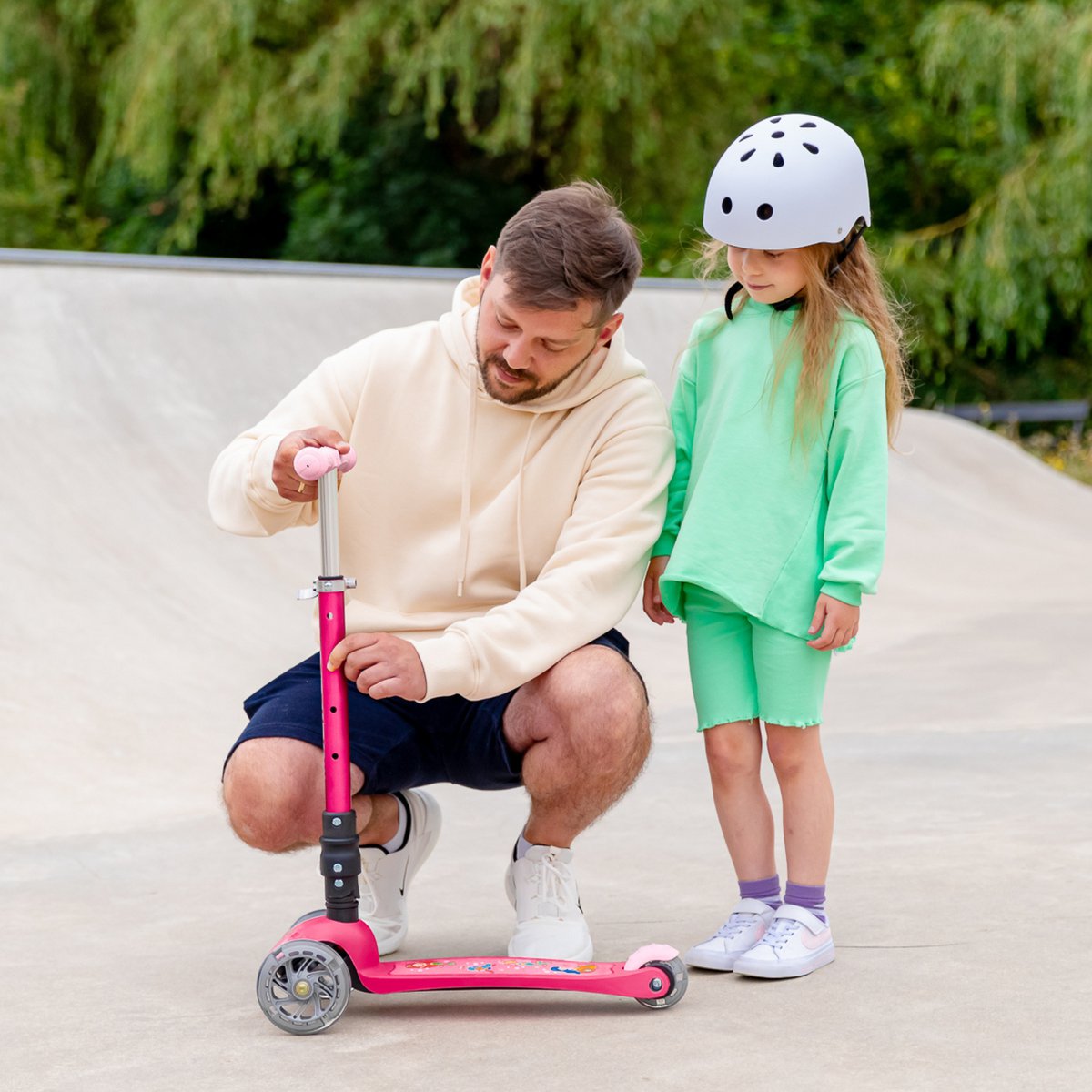 BOLDCUBE Kinderstep met 3 wielen - Zeemeermin Roze - voor meisjes van 2 - 8 jaar