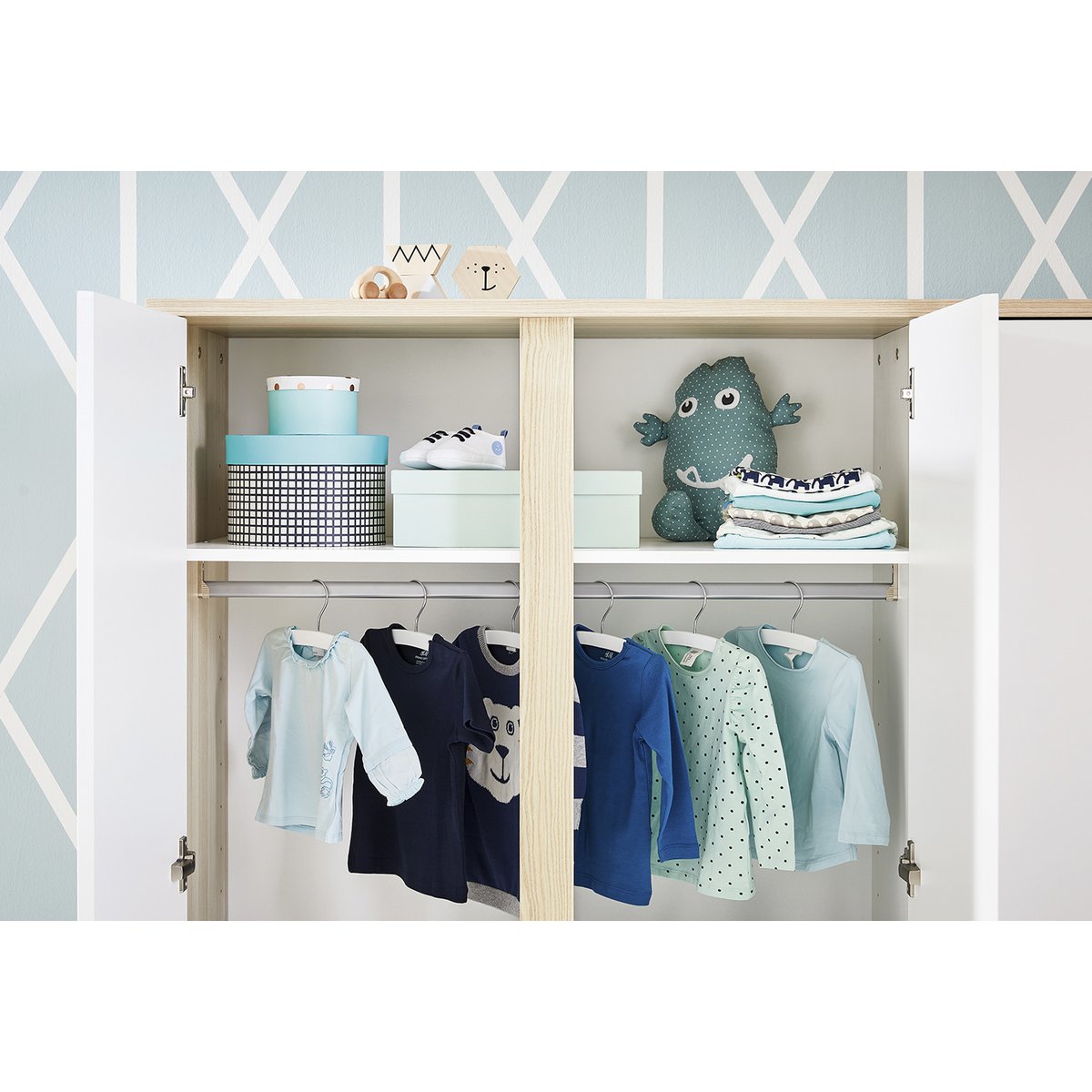 Kwekerij 'Flow' breed groot 3 delen: ledikant, brede commode, grote kledingkast - Smart Simple
