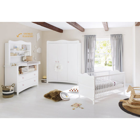 Kwekerij 'Florentina' extra breed groot, incl. extra brede kast 4 delen: ledikant, extra brede commode incl. Extra brede kast, grote kledingkast - Smart Simple