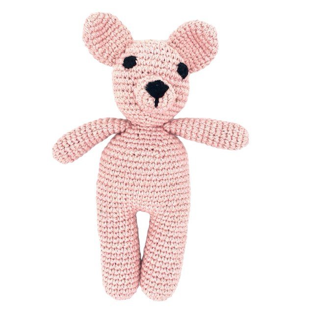 Luna-Leena beer Sam knuffel babyroze - biologisch katoen - handgehaakt in Nepal - Smart Simple-