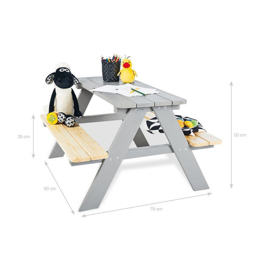 Kinderpicknickbank 'Nicki für 4', grijs - Smart Simple