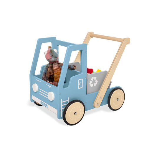 Leren loopwagen 'Kipplaster Fred', blauw - Smart Simple