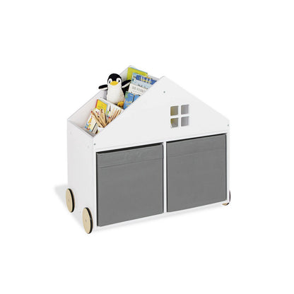 Kinderboekenplank op wieltjes 'Hus', wit - Smart Simple