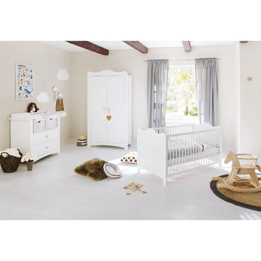 Kwekerij 'Florentina' breed 3 delen: ledikant, brede commode, 2 - deurs kledingkast - Smart Simple
