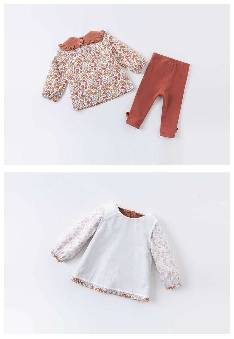 Baby meisjespak – Katoenen herfstset (twee-delig)