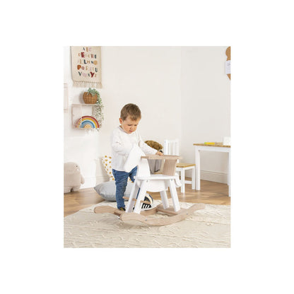 Hobbelpaard 'Pinolino' met ring, wit/naturel - Smart Simple