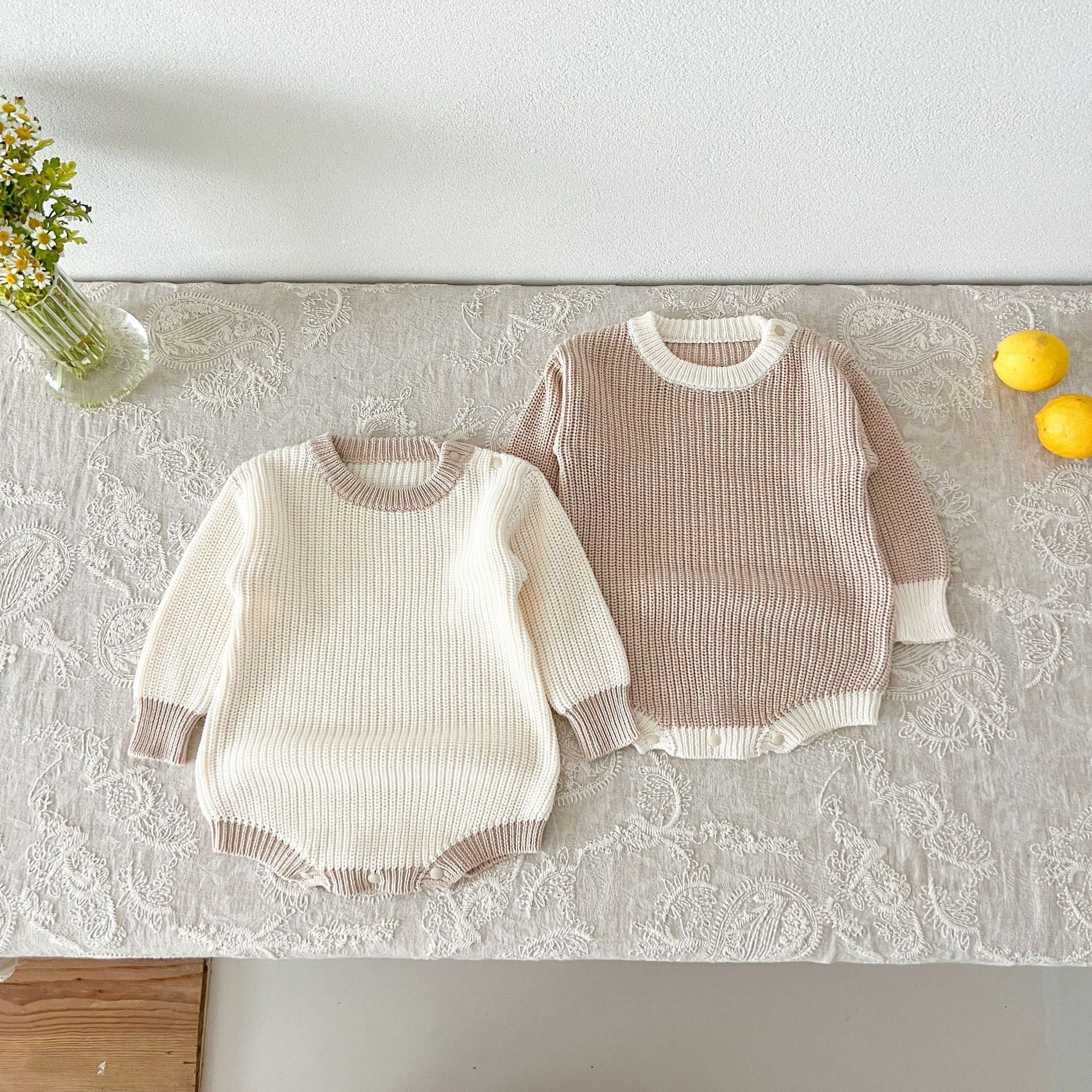 Herfst Romper – Gebreide Babyoutfit in Westerse Stijl (Unisex) - Smart Simple