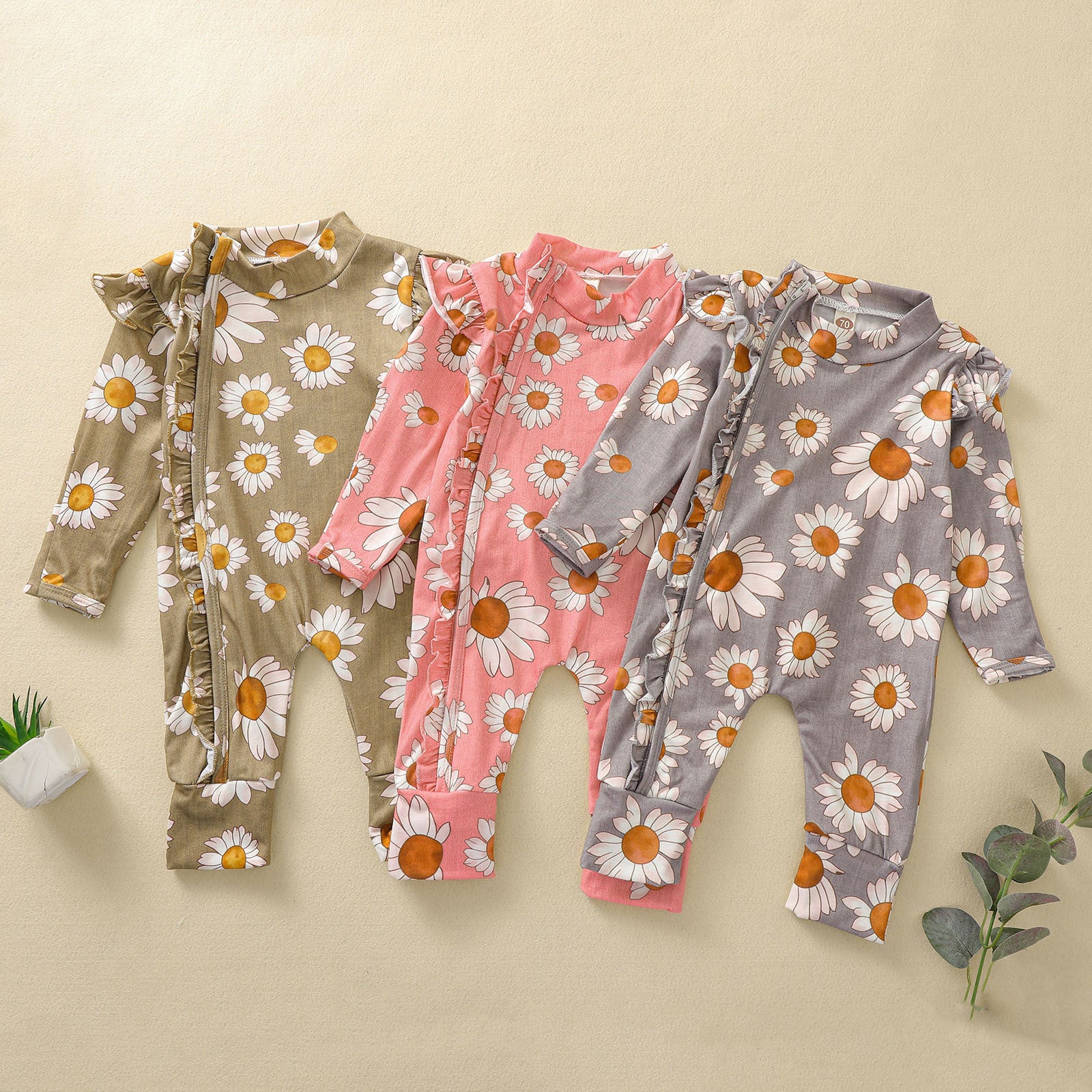 Zonnebloem Romper – Comfortabele Babykleding met Bloemenprint