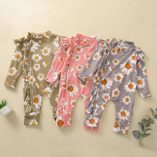 Zonnebloem Romper – Comfortabele Babykleding met Bloemenprint