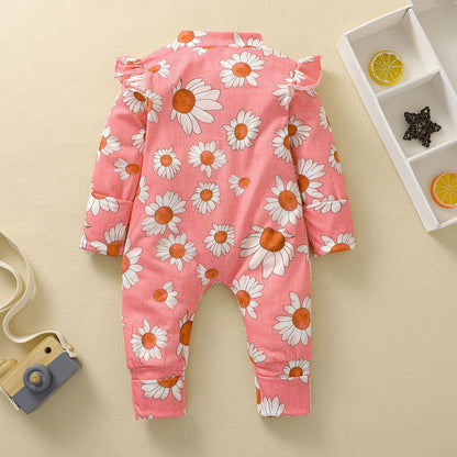 Zonnebloem Romper – Comfortabele Babykleding met Bloemenprint