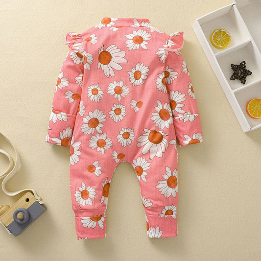 Zonnebloem Romper – Comfortabele Babykleding met Bloemenprint