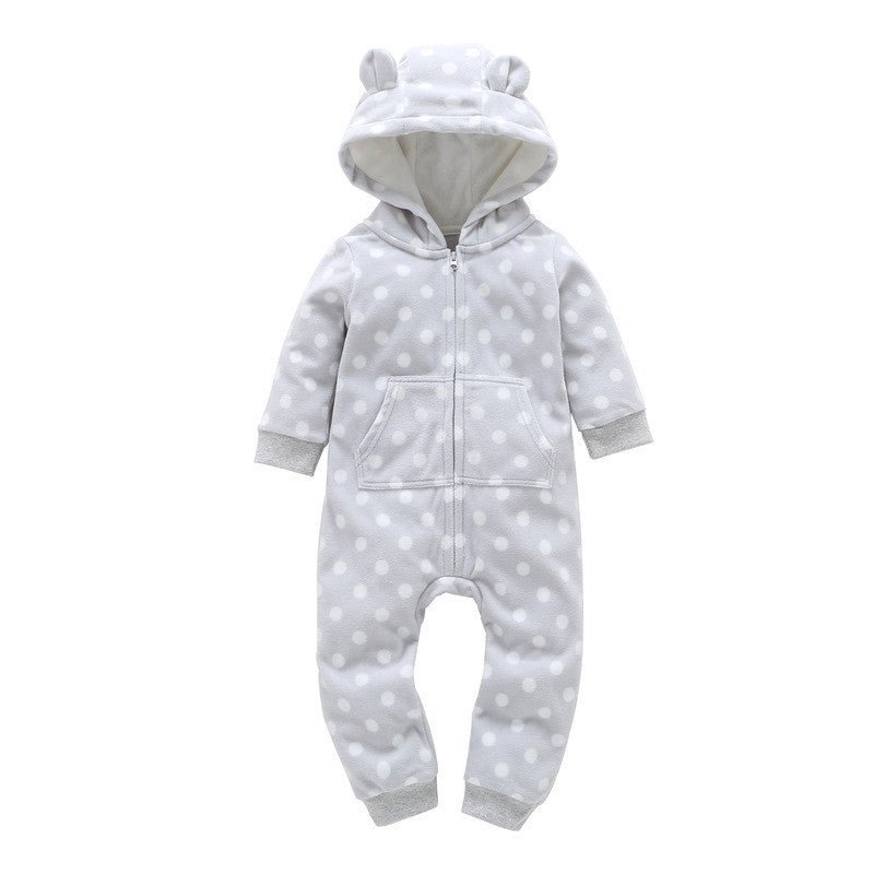Baby hoodiepak hartjesgrijs – warm en zacht babypak met capuchon