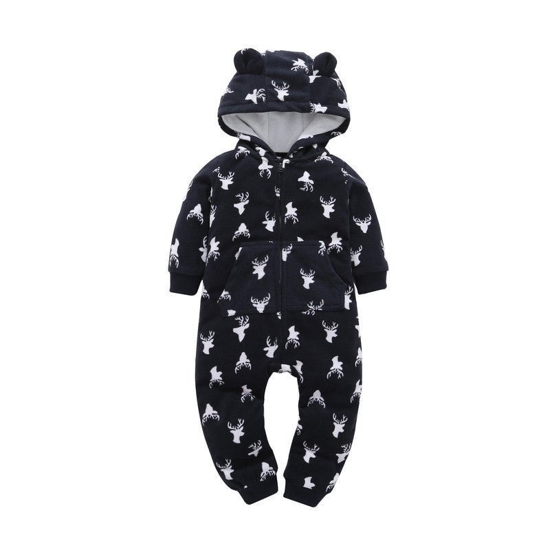 Baby hoodiepak hartjesgrijs – warm en zacht babypak met capuchon