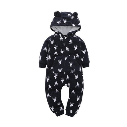 Baby hoodiepak hartjesgrijs – warm en zacht babypak met capuchon