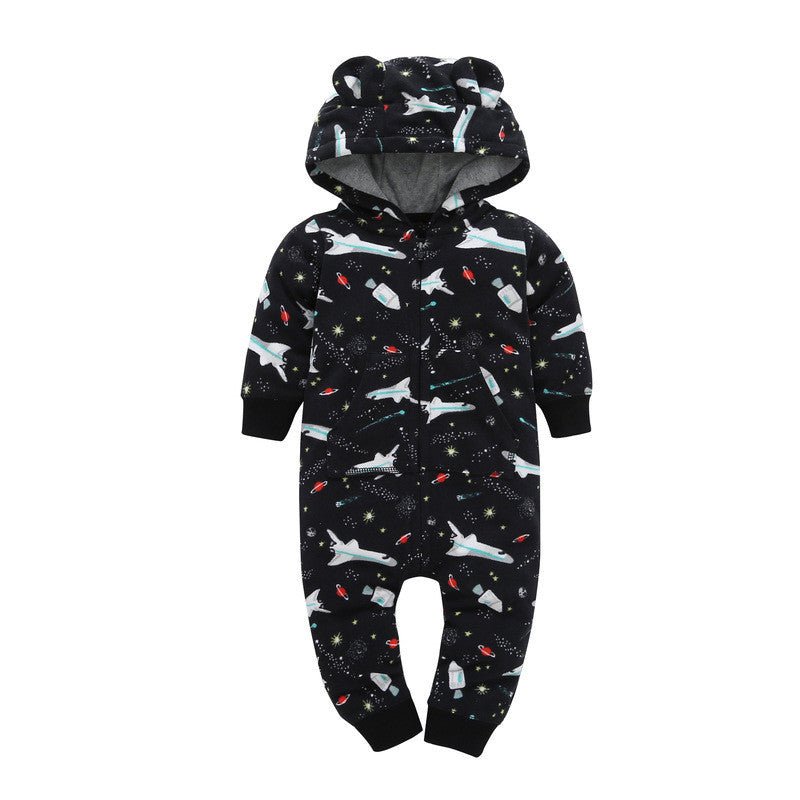 Baby hoodiepak hartjesgrijs – warm en zacht babypak met capuchon