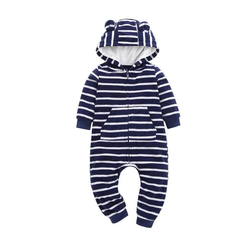 Baby hoodiepak hartjesgrijs – warm en zacht babypak met capuchon