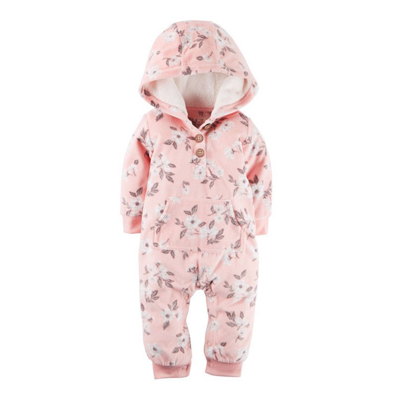 Baby hoodiepak hartjesgrijs – warm en zacht babypak met capuchon
