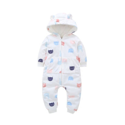Baby hoodiepak hartjesgrijs – warm en zacht babypak met capuchon