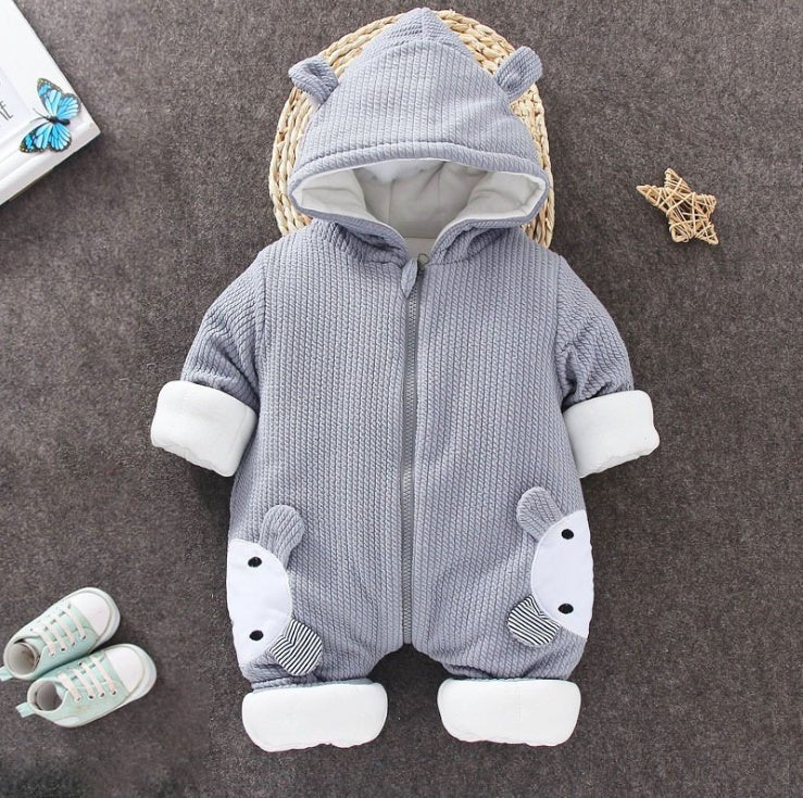 Baby Winterpak – Warme Gebreide Jumpsuit met Capuchon