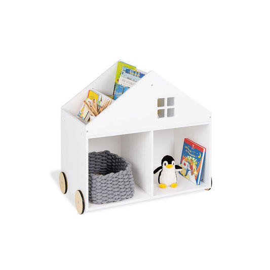 Kinderboekenplank op wieltjes 'Hus', wit - Smart Simple