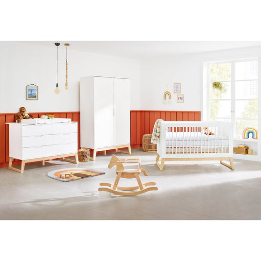 Kwekerij 'Brug' extra breed 3 delen: ledikant, extra brede commode, 2 - deurs kledingkast - Smart Simple