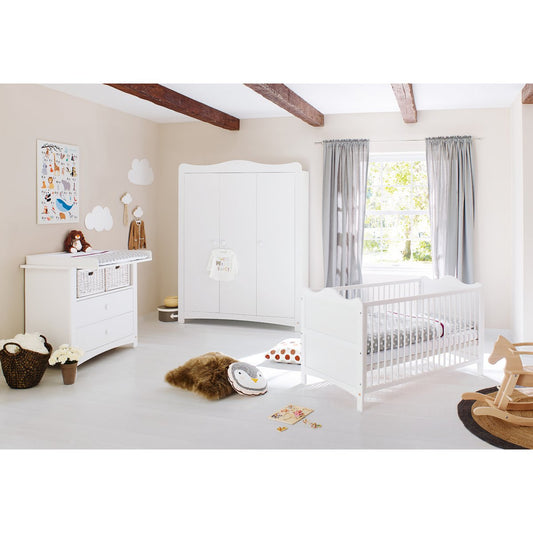Kwekerij 'Florentina' breed groot 3 delen: ledikant, brede commode, grote kledingkast - Smart Simple
