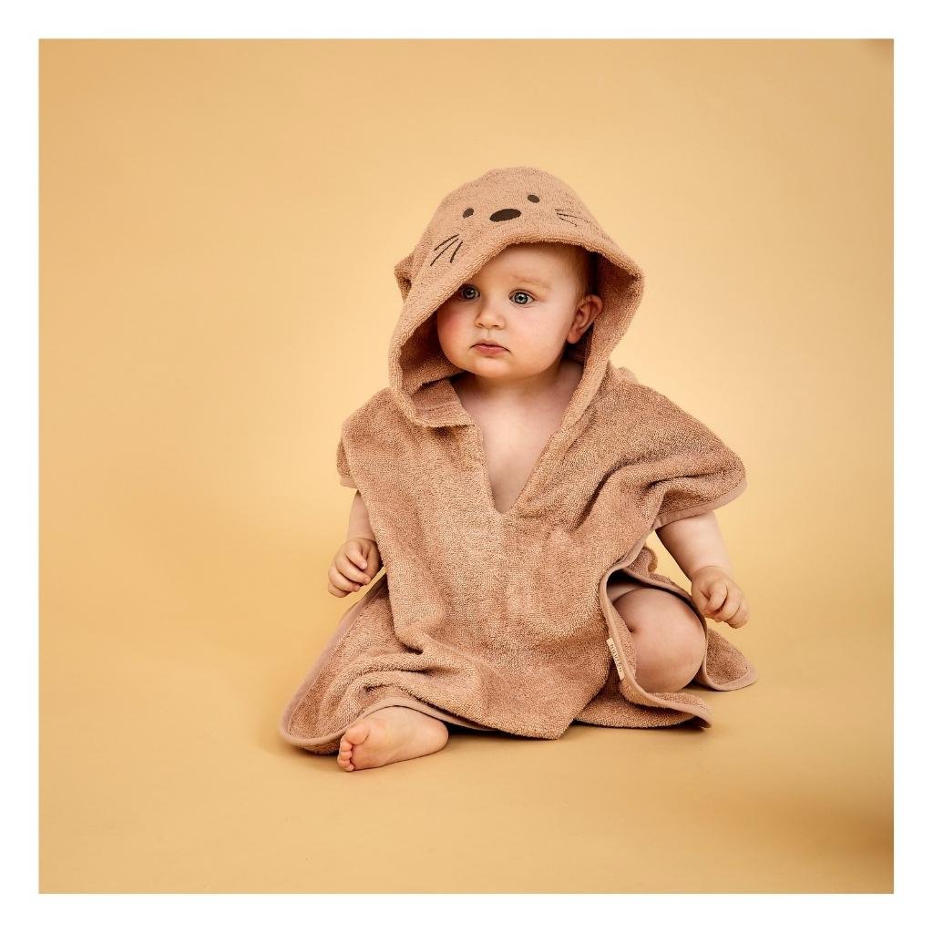 Adeline kinderponcho roze – zachte badponcho met oortjes