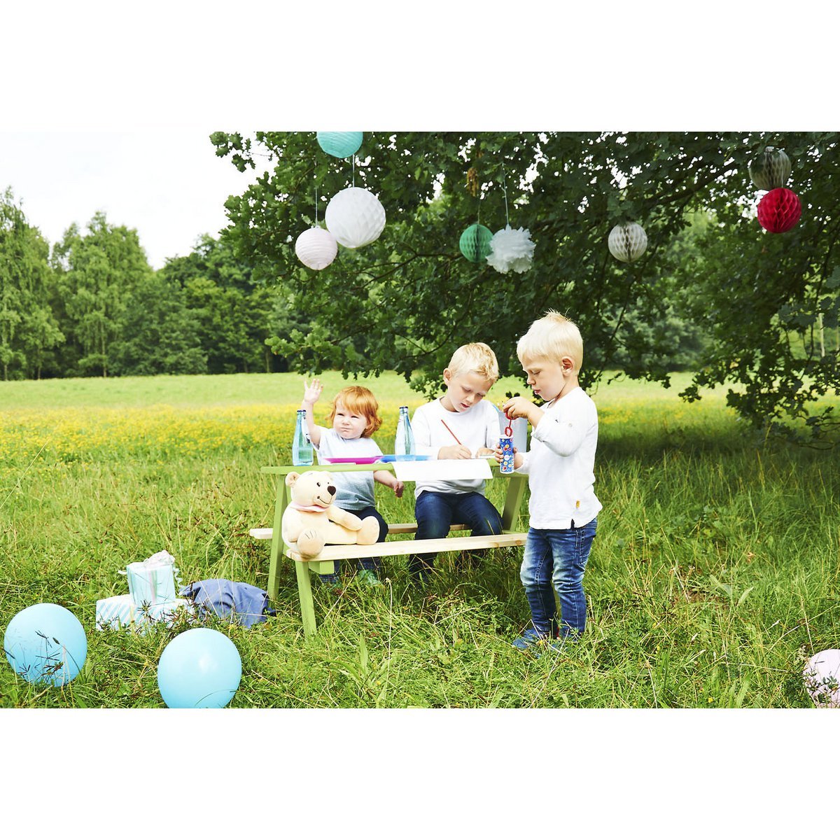 Kinderpicknickbank 'Nicki für 4', groen - Smart Simple