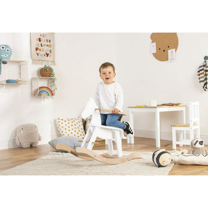 Hobbelpaard 'Pinolino' met ring, wit/naturel - Smart Simple