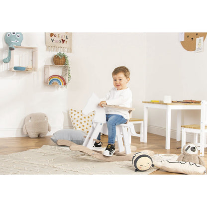 Hobbelpaard 'Pinolino' met ring, wit/naturel - Smart Simple