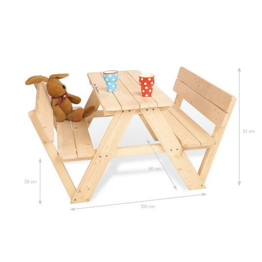 Kinderpicknickbank 'Nicki für 4 mit Lehne', naturel - Smart Simple