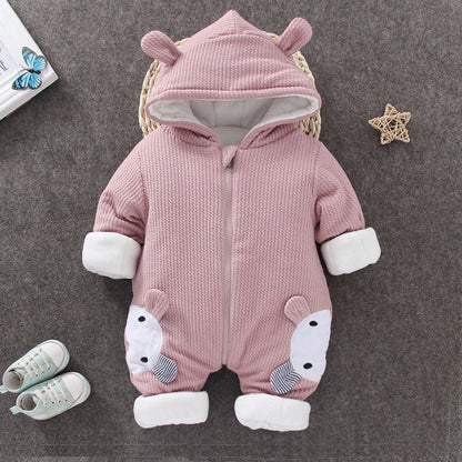 Baby Winterpak – Warme Gebreide Jumpsuit met Capuchon