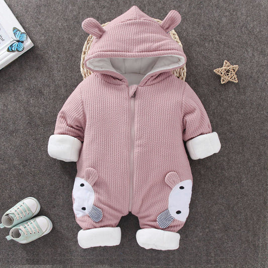 Baby Winterpak – Warme Gebreide Jumpsuit met Capuchon