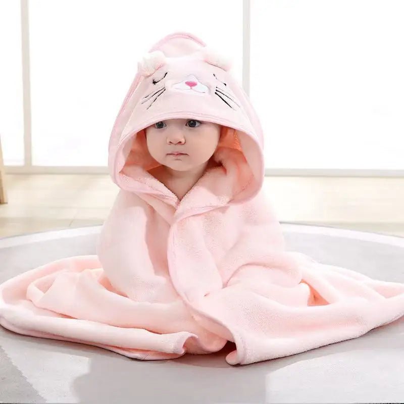 Baby Badcape met Capuchon – Zachte Fleece Handdoek met Oren - Smart Simple
