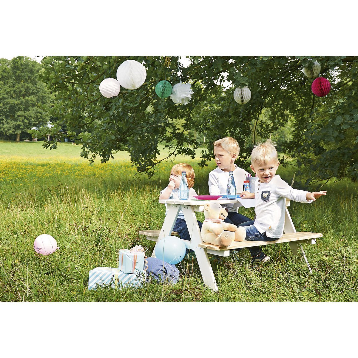 Kinderpicknickbank 'Nicki für 4', wit - Smart Simple