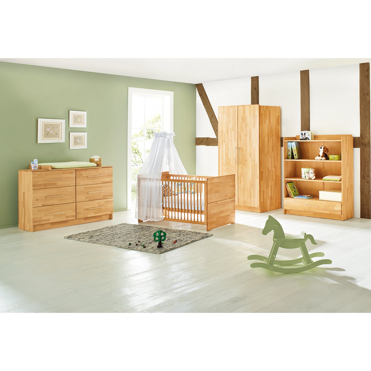 Kwekerij 'Natura' extra breed 3 delen: ledikant, extra brede commode, 2 - deurs kledingkast - Smart Simple