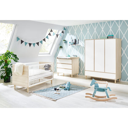 Kwekerij 'Flow' breed groot 3 delen: ledikant, brede commode, grote kledingkast - Smart Simple