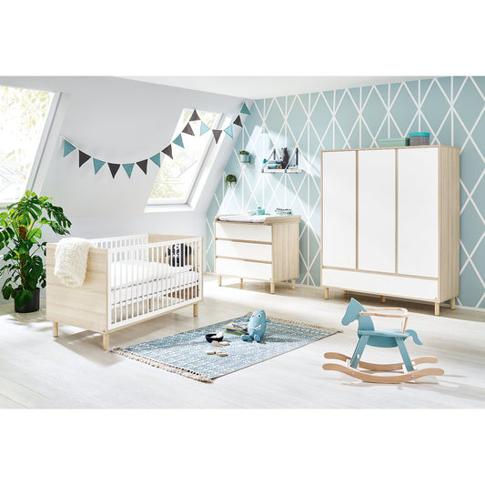Kwekerij 'Flow' breed groot 3 delen: ledikant, brede commode, grote kledingkast - Smart Simple