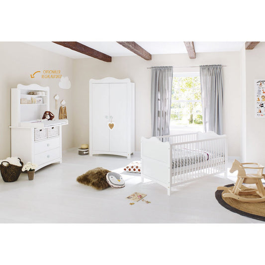 Kwekerij 'Florentina' breed, incl. brede kast 4 delen: ledikant, brede commode, brede plank, 2 - deurs kledingkast - Smart Simple