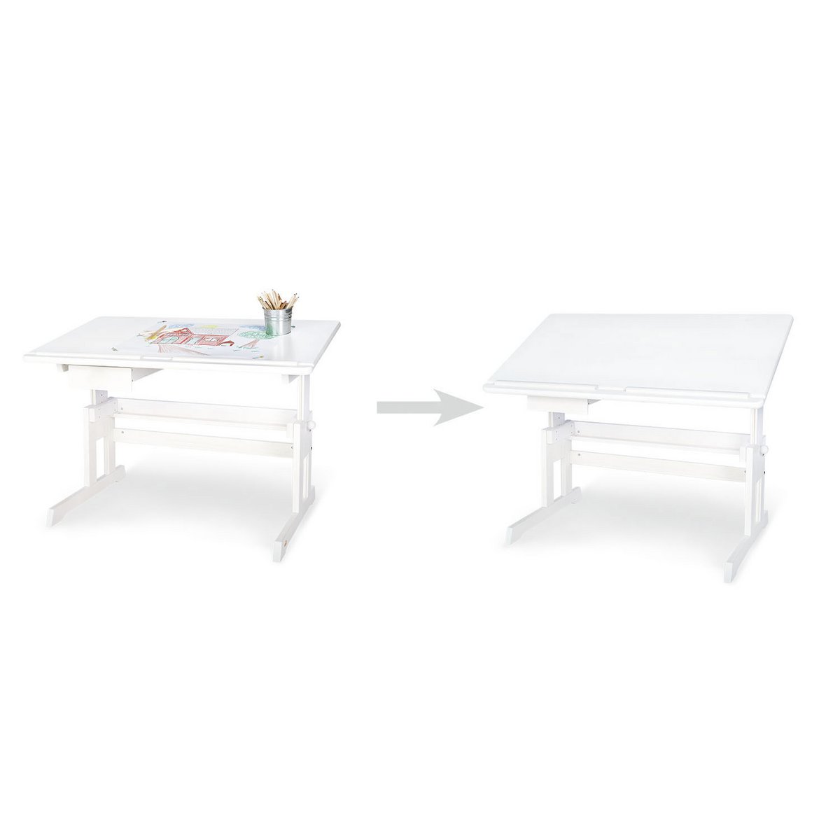 Kinderbureau 'Lena', wit geglazuurd - Smart Simple