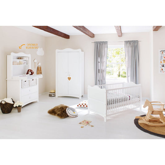 Kwekerij 'Florentina' breed, incl. brede kast 4 delen: ledikant, brede commode, brede plank, 2 - deurs kledingkast - Smart Simple