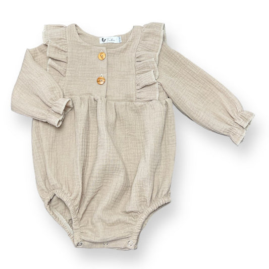 Beige Babybody met Lange Mouwen