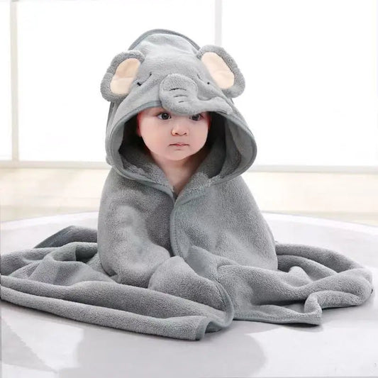 Baby Badcape met Capuchon – Zachte Fleece Handdoek met Oren - Smart Simple