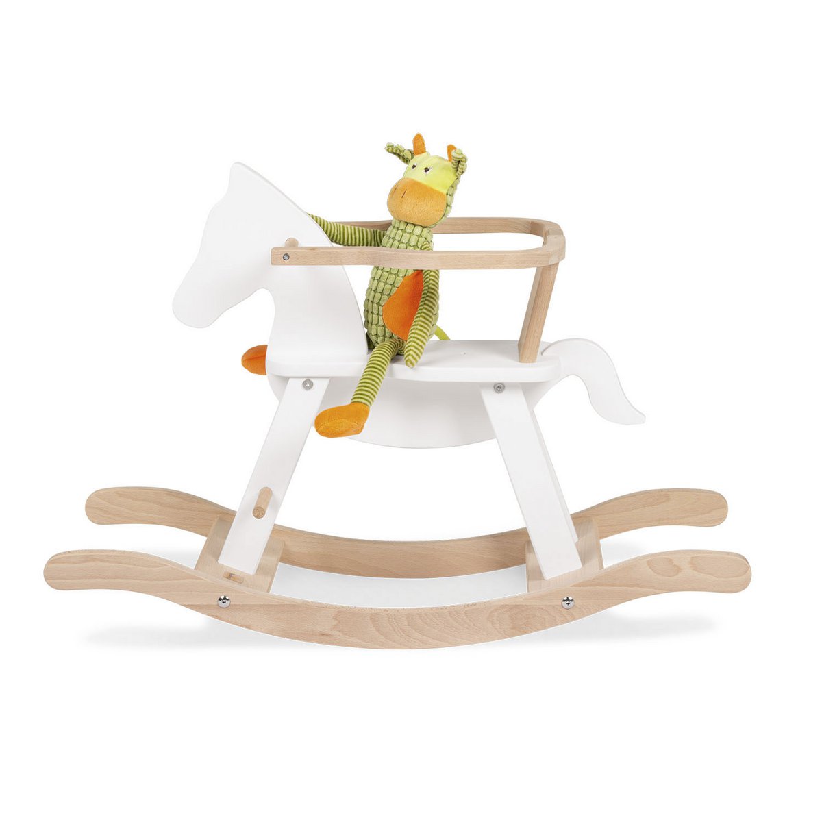 Hobbelpaard 'Pinolino' met ring, wit/naturel - Smart Simple