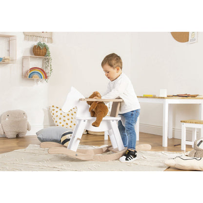 Hobbelpaard 'Pinolino' met ring, wit/naturel - Smart Simple