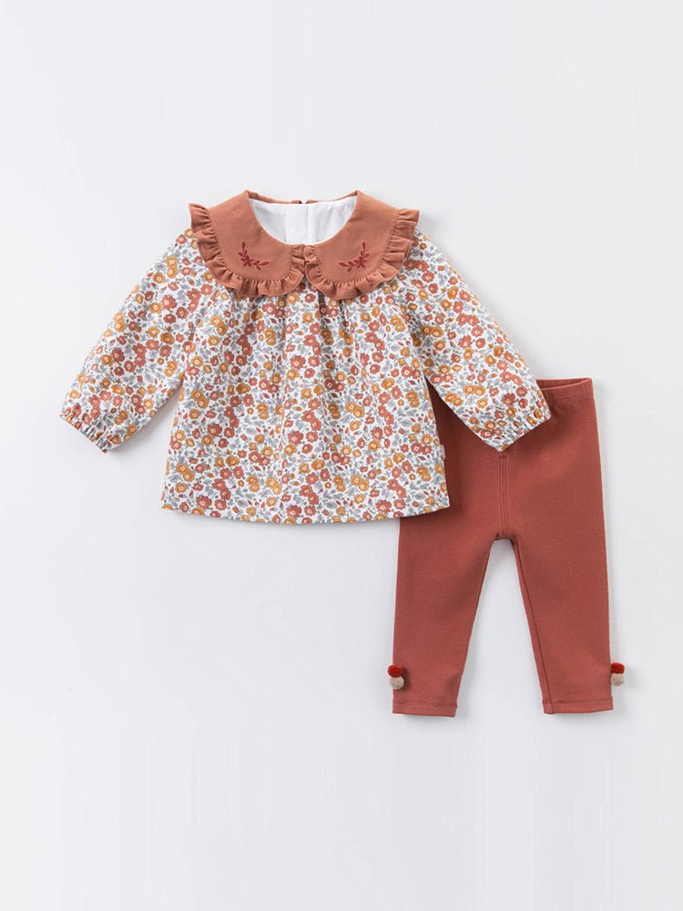 Baby meisjespak – Katoenen herfstset (twee-delig)